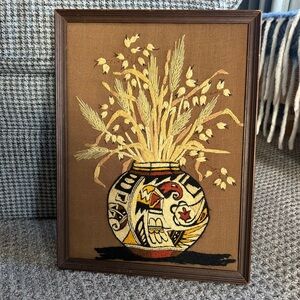 Vintage Embroidered Vase Wall Art